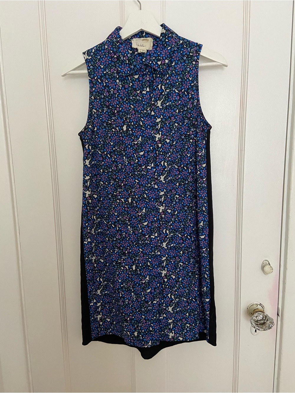 Nicole Miller Sleeveless Mini Dress in Blue and Black Floral